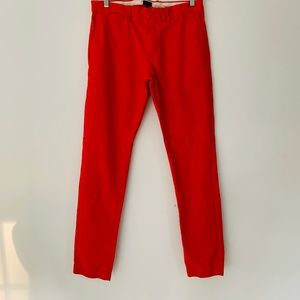 J. CREW Mens Broken In Flat Front Pants Red 32x34